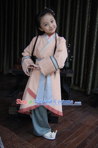 Chinese Han Dynasty Kids Costumes Dresses Clothing Clothes Garment Outfits Suits Complete Set