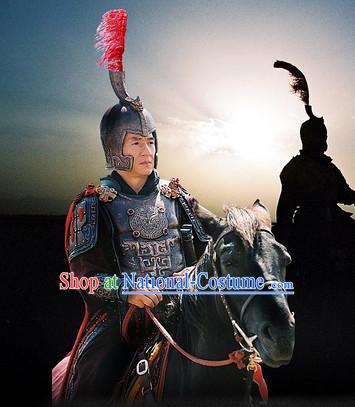 Chinese Qin Dynasty General Wang Jian Armor Costumes Dresses Clothing Clothes Garment Outfits Suits Complete Set for Men