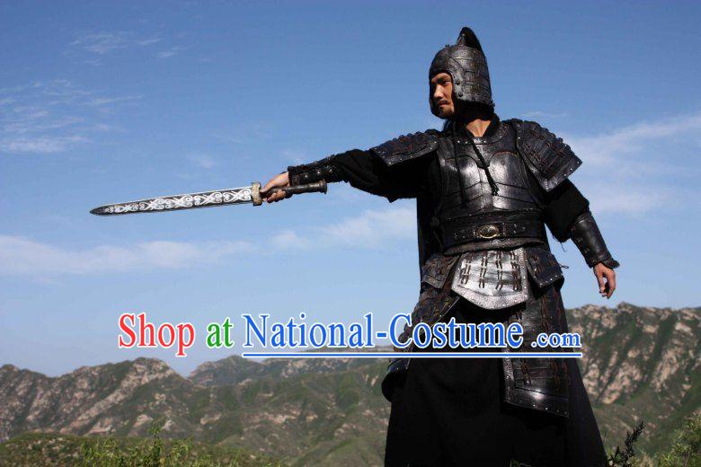 Chinese Qin Dynasty General Duke Shi Neiteng Armor Costumes Dresses Clothing Clothes Garment Outfits Suits Complete Set for Men