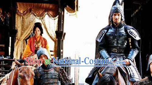 Chinese Qin Dynasty Zhao Gao Politician Armor Costumes Dresses Clothing Clothes Garment Outfits Suits Complete Set for Men