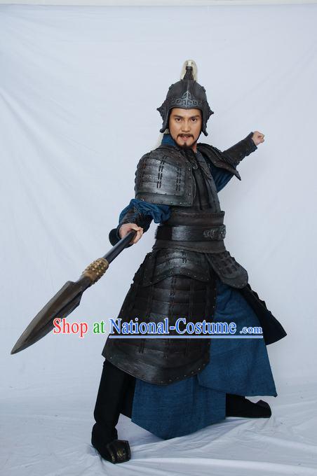 Chinese Qin Dynasty General Emperor Armor Costumes Dresses Clothing Clothes Garment Outfits Suits Complete Set for Men