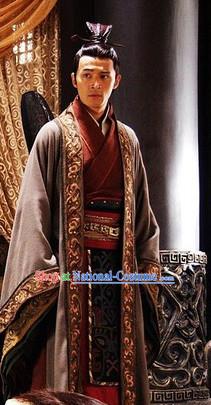 Chinese Qin Dynasty Prime Minster Zhao Gao Costumes Dresses Clothing Clothes Garment Outfits Suits Complete Set for Men