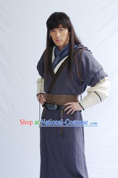 Chinese Qin Dynasty Knight Swordsman Superhero Costumes General Costume Dresses Clothing Clothes Garment Outfits Suits Complete Set for Men