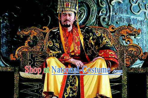 Chinese Qin Dynasty Emperor Qin Shi Huang Costumes Dresses Clothing Clothes Garment Outfits Suits Complete Set for Kids