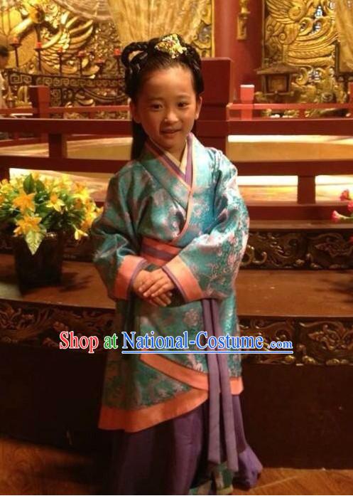 Chinese Han Dynasty Princess Dress Costume Dresses Clothing Clothes Garment Outfits Suits Complete Set for Kids