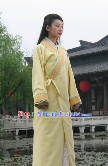 Chinese Qin Dynasty Costume Dresses Clothing Clothes Garment Outfits Suits and Hair Jewelry Complete Set for Women