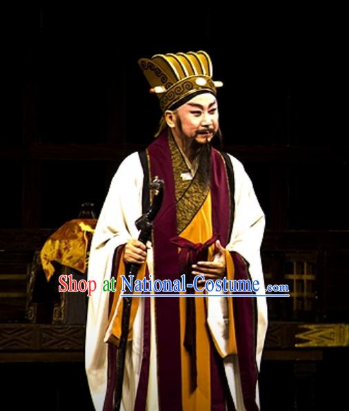 Chinese Opera Prime Minster Costume Dresses Clothing Clothes Garment Outfits Suits Complete Set for Men