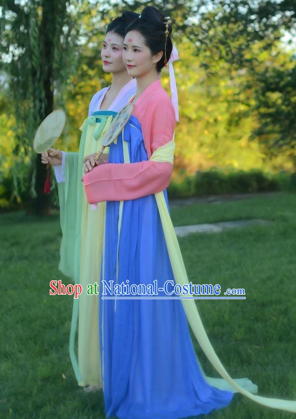 Blue Ancient Chinese Costumes Free Custom Tailored Service Tang Dynasty Classic Dresses Costume for Women