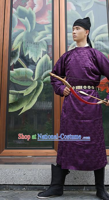 Tang Dynasty Ancient Chinese Men Clothing and Hat Complete Set