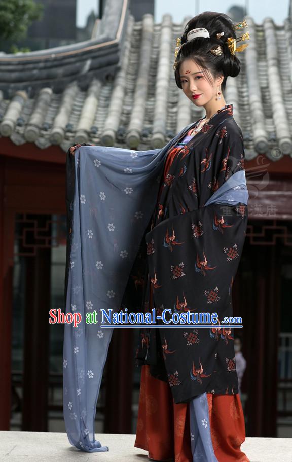 Tang Dynasty Ancient Chinese People Garment and Headpieces Complete Set for Women