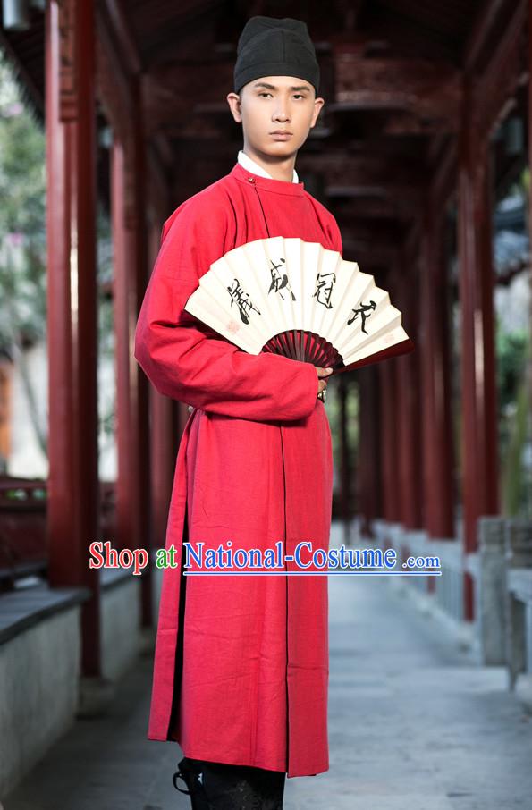 Tang Dynasty Ancient Chinese People Garments and Headpieces Complete Set for Men