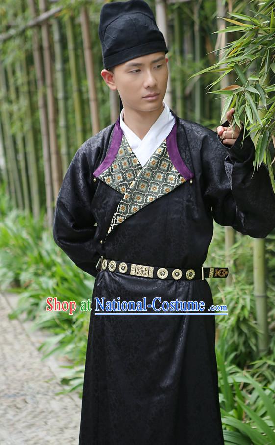 Tang Dynasty Ancient Chinese Men Clothing and Hat Complete Set