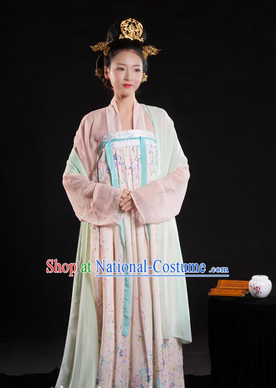 Chinese Ancient Garment Suit and Hair Jewelry Complete Set for Women