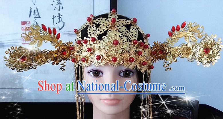 Chinese Ancient Style Imperial Princess Wigs and Hair Jewelry Accessories Hairpins Headwear Headdress Hair Fascinators for Women