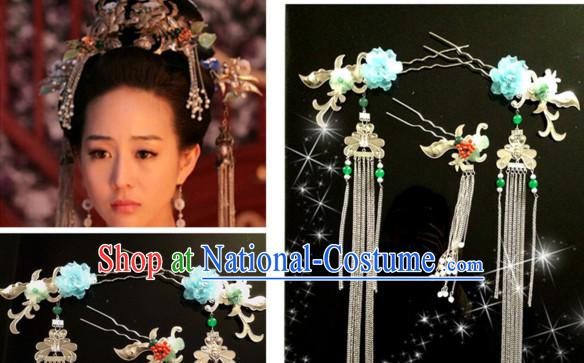 Chinese Ancient Style Queen Wigs and Hair Jewelry Accessories Hairpins Headwear Headdress Hair Fascinators for Women