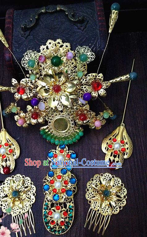 Chinese Ancient Style Princess Wedding Hair Jewelry Accessories Hairpins Headwear Headdress Hair Fascinators for Women