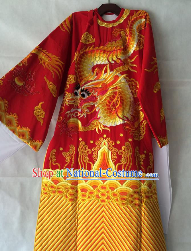 Chinese Opera Embroidered Dragon Robe Costume Traditions Culture Dress Masquerade Costumes Kimono Chinese Beijing Clothing for Men