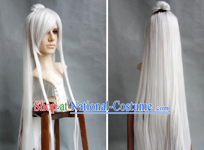 White Chinese Swordsman Long Wigs