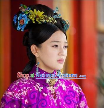 Chinese Qing Dynasty Imperial Princess Queen Headwear Headdress Hair Jewelry Headpieces