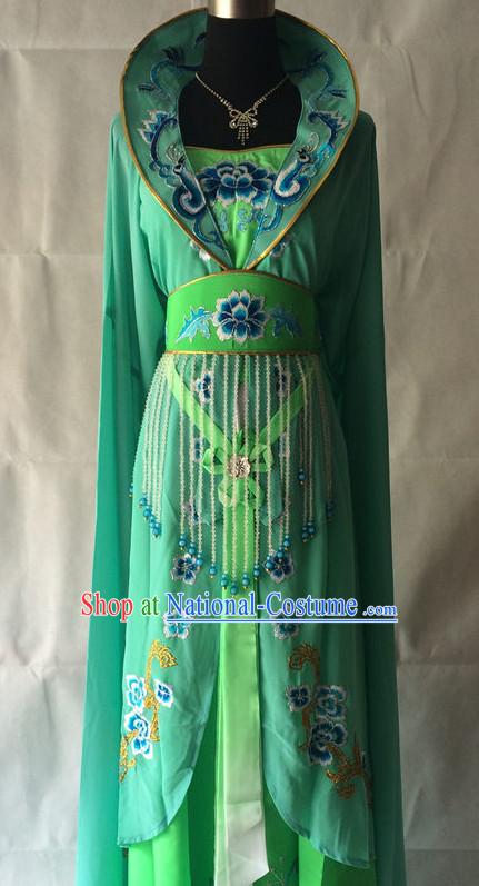 Green High Collar Chinese Opera Empress Wear Costume Traditions Culture Dress Kimono Chinese Beijing Clothing for Women