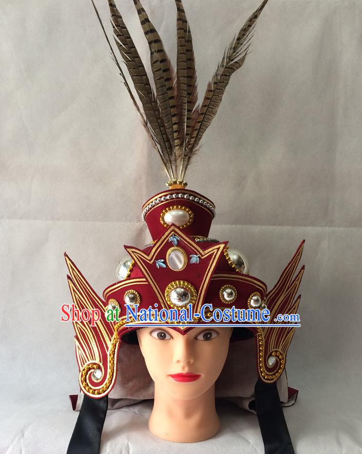 Chinese Opera General Superhero Hat Helmet Hat Headwear Headpieces Headdress for Men