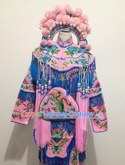 Chinese Opera Classic Embroidered Armor Costumes Chinese Costume Dress Wear Outfits Suits and Crown for Women