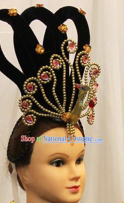 Chinese Classical Dance Apparel Wigs Hair Jewelry Ethnic Classic Dancing Asian Fashion Wholesale Stage Performance Headdress Folk Decorations