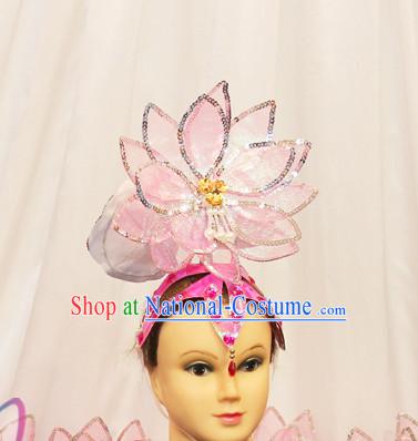 Chinese Stage Performance Classic Lotuss Dance Apparel Folk Dancing Headdress Headpieces Hair Accessories