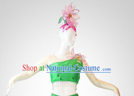 Chinese Stage Performance Classic Lotuss Dance Apparel Folk Dancing Headdress Headpieces Hair Accessories