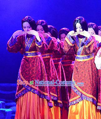 Chinese Folk Han Dynasty Classic Dance Costumes Complete Set for Women