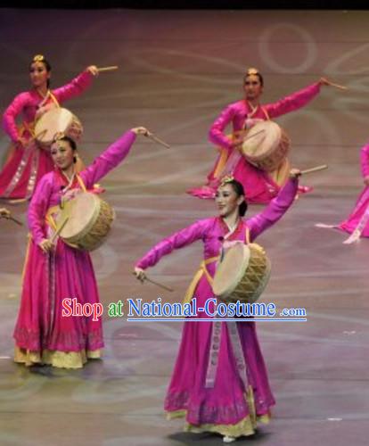 South Korean North Korea Chaoxian Ethnic Minority Drum Dance Costumes Complete Set for Women