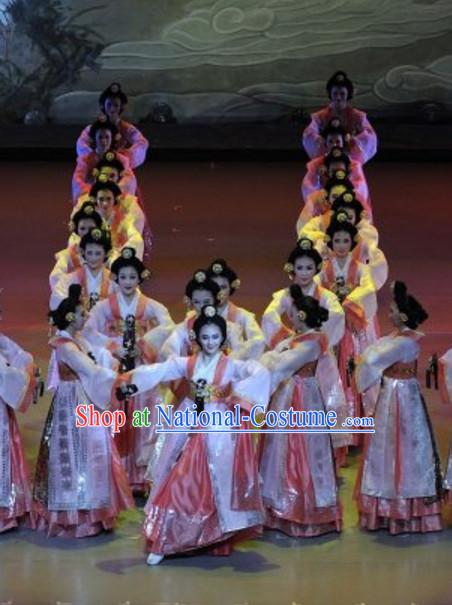 South Korean North Korea Chaoxian Ethnic Minority Folk Dance Costumes Complete Set for Women