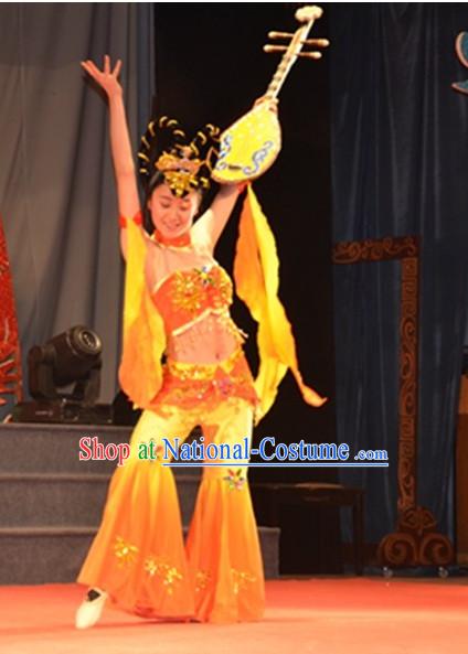 Chinese Classic Fairy Dance Costumes and Headwear Complete Set for Women