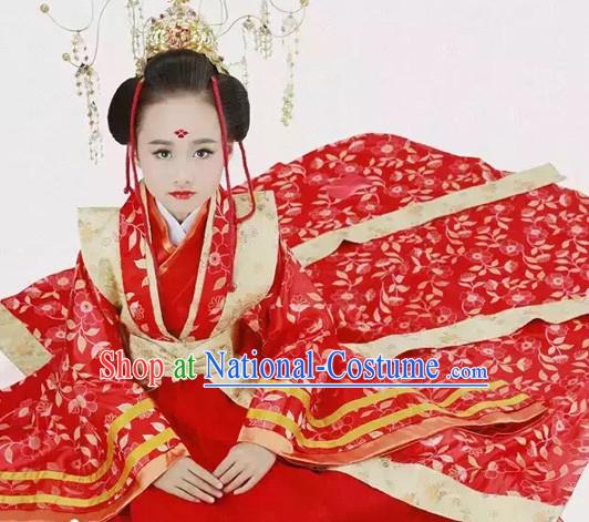 Tang Dynasty Chinese Empress Costume Ancient China Ethnic Costumes Han Fu Dress Wear Outfits Suits Clothing for Kids