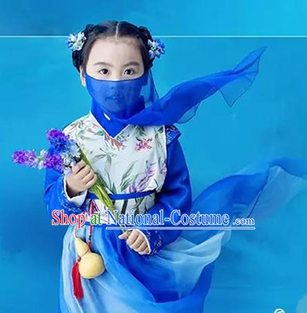 Chinese Cute Costume Ancient China Ethnic Costumes Han Fu Dress Wear Outfits Suits Clothing for Kids