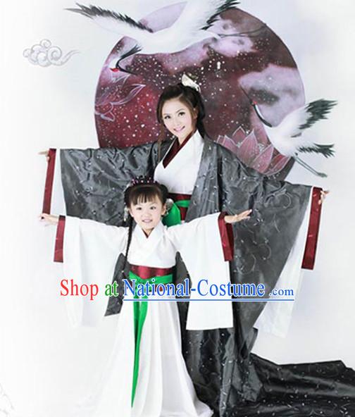 Chinese Han Dynasty Costume Ancient China Costumes Han Fu Dress Wear Outfits Suits Clothing for Women and Kids