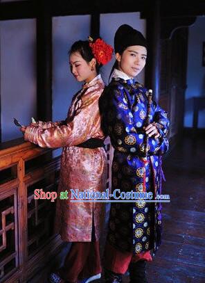 Chinese Tang Dynasty Clothes Clothing Costumes and Hair Accessories Complete Set for Men