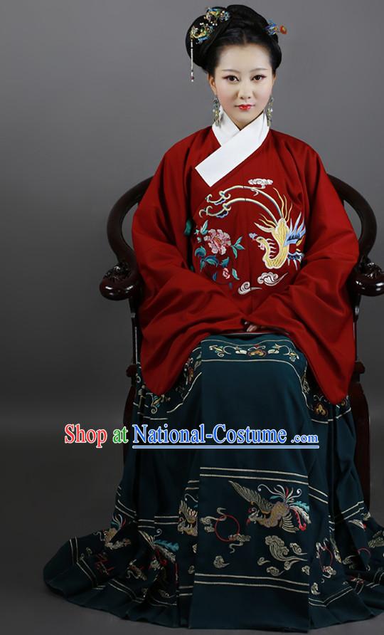 Ming Dynasty Clothing Chinese Classic Costume Ancient China Costumes Han Fu Dress Wear Garment Outfits Suits Clothing and Hair Accessories Complete Set for Women