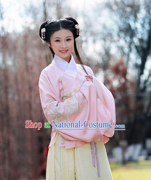 Ming Dynasty Clothing Chinese Classic Costume Ancient China Costumes Han Fu Dress Wear Garment Outfits Suits Clothing and Hair Accessories Complete Set for Women