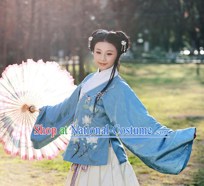 Ming Dynasty Clothing Chinese Classic Costume Ancient China Costumes Han Fu Dress Wear Garment Outfits Suits Clothing and Hair Accessories Complete Set for Women