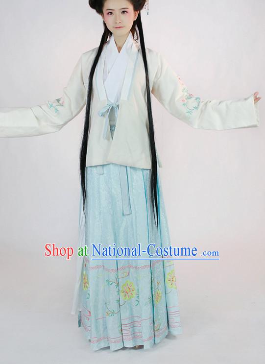 Ming Dynasty Clothing Chinese Classic Costume Ancient China Costumes Han Fu Dress Wear Garment Outfits Suits Clothing and Hair Accessories Complete Set for Women