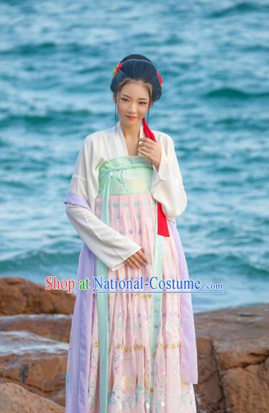 Asian Fashion Chinese Ancient Tang Dynasty Princess Clothes Costume China online Shopping Traditional Costumes Dress Wholesale Culture Clothing and Hair Jewelry for Women