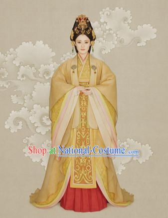 Chinese Han Dynasty Empress Queen Clothing National Costumes for Women