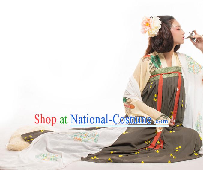 Chinese Ancient Tang Dynasty Spring Summer Costume China online Shopping Traditional Costumes Dress Wholesale Asian Culture Fashion Clothing and Hair Accessories for Women