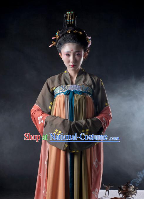 Chinese Ancient Tang Dynasty Lady Clothes Costume China online Shopping Traditional Costumes Dress Wholesale Asian Culture Fashion Clothing and Hair Accessories for Women