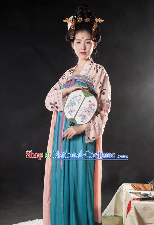 Asian Fashion Chinese Ancient Tang Dynasty Lady Clothes Costume China online Shopping Traditional Costumes Dress Wholesale Culture Clothing and Hair Accessories for Women