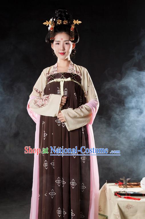 Asian Fashion Chinese Ancient Tang Dynasty Lady Clothes Costume China online Shopping Traditional Costumes Dress Wholesale Culture Clothing and Hair Accessories for Women