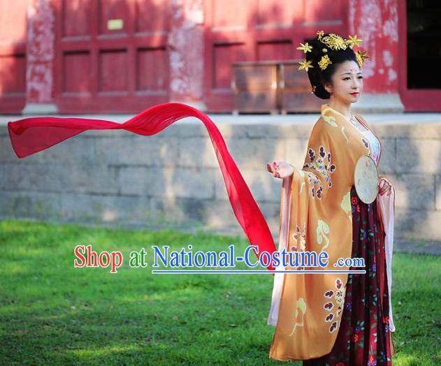 Asian Fashion Chinese Ancient Tang Dynasty Lady Clothes Costume China online Shopping Traditional Costumes Dress Wholesale Culture Clothing and Hair Accessories for Women