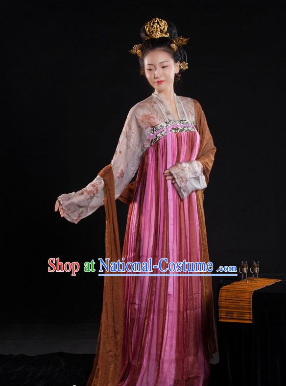 Asian Fashion Chinese Ancient Tang Dynasty Lady Clothes Costume China online Shopping Traditional Costumes Dress Wholesale Culture Clothing and Hair Accessories for Women