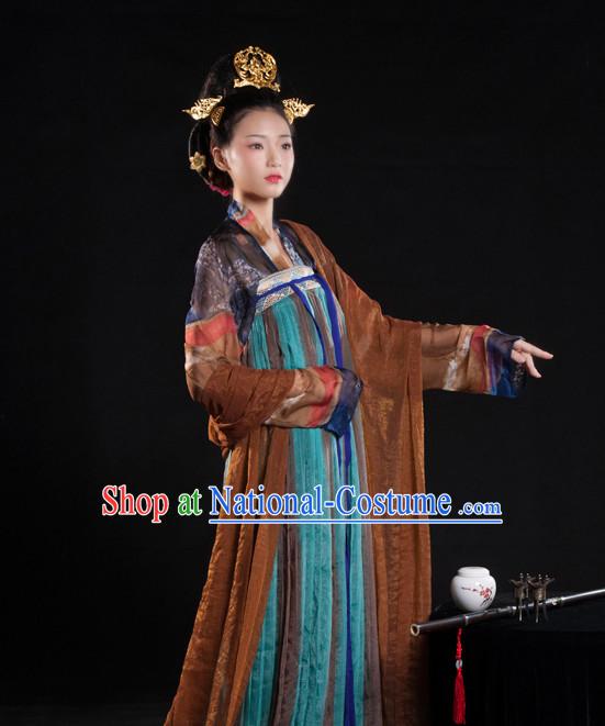 Asian Fashion Chinese Ancient Tang Dynasty Lady Clothes Costume China online Shopping Traditional Costumes Dress Wholesale Culture Clothing and Hair Accessories for Women